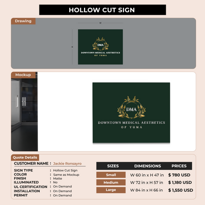 Hollow Cut Sign for Jackie Ronsayro