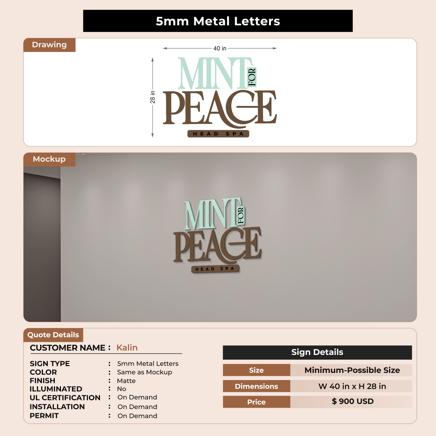 5MM Metal Sign For Kalin