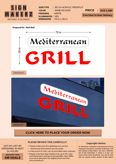 3d UV acrylic frontlit sign for Atef Atef