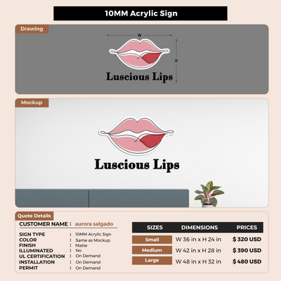 10MM Acrylic Sign For aurora salgado