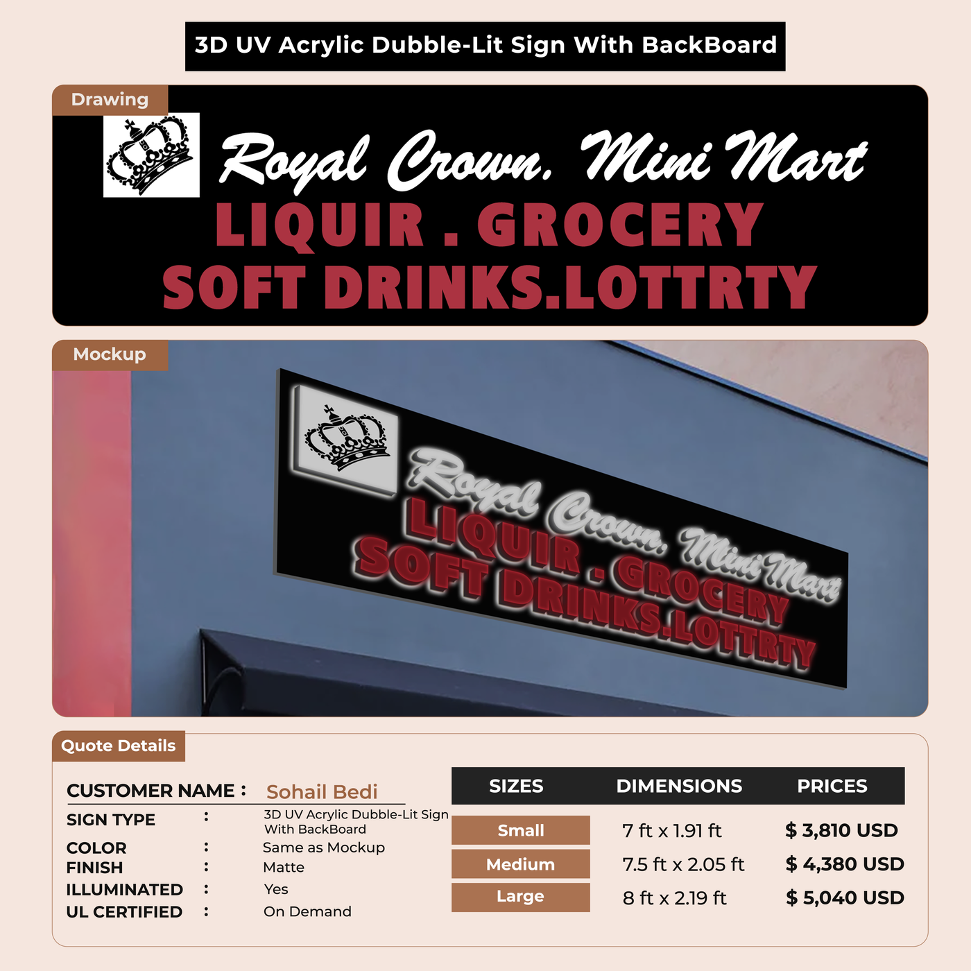 Custom Signs For Sohail Bedi