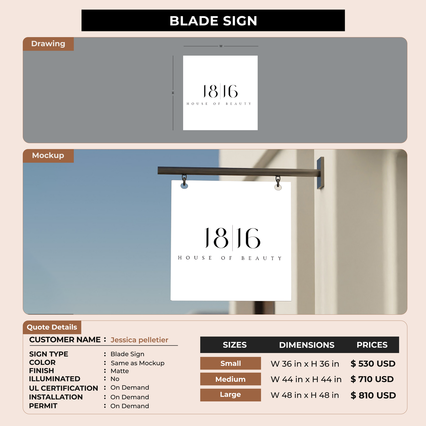 Blade Sign for Jessica pelletier