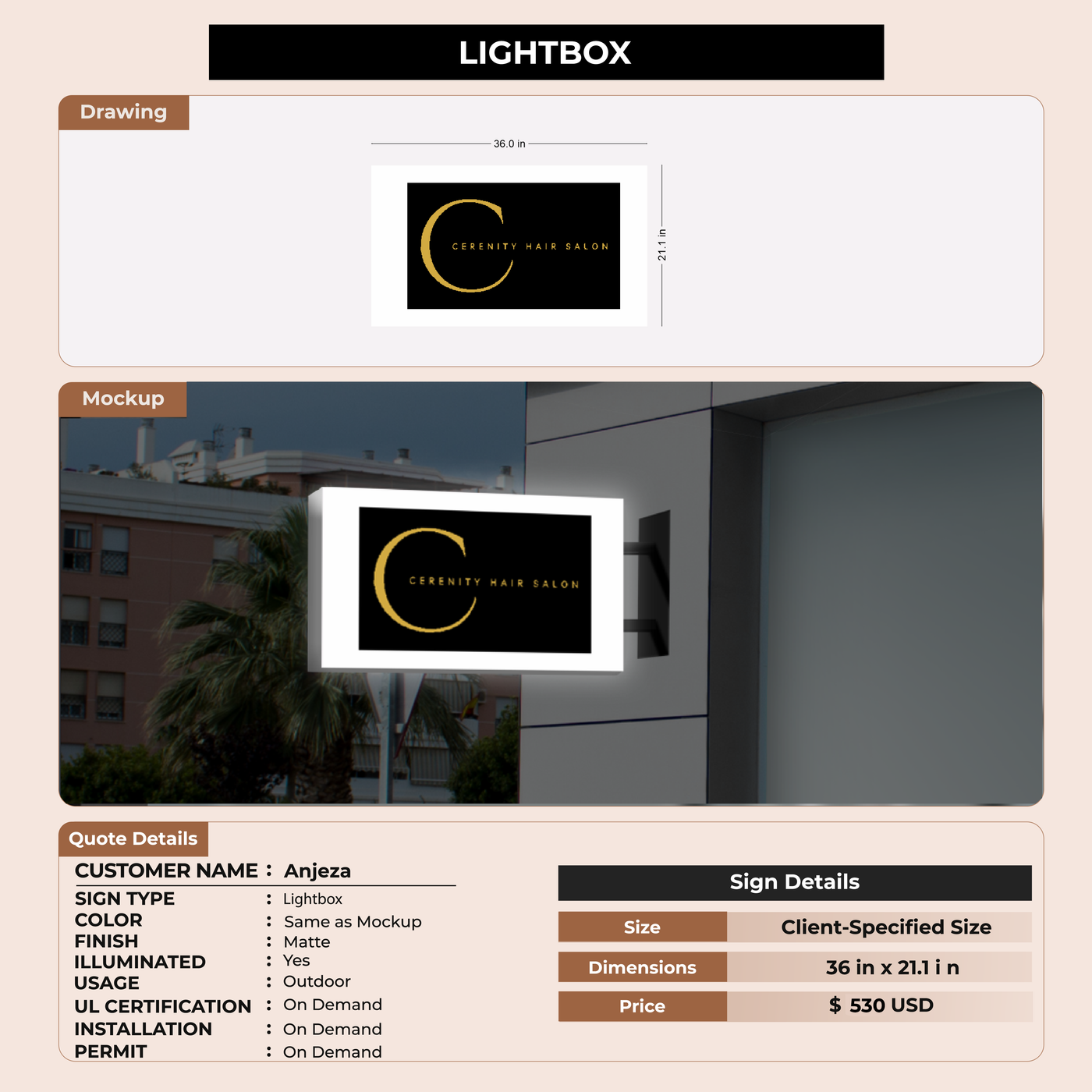 Light Box Sign for Anjeza