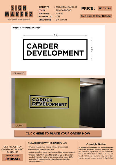 3D Metal Backlit sign Jordan Carder