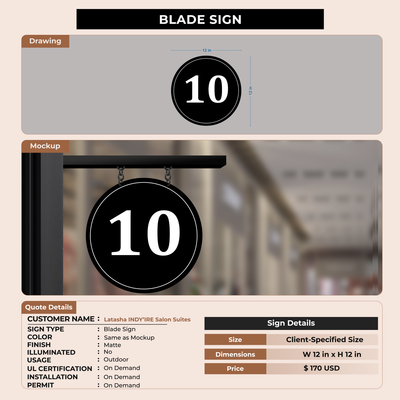 Custom Sign for Latasha INDY’IRE Salon Suites