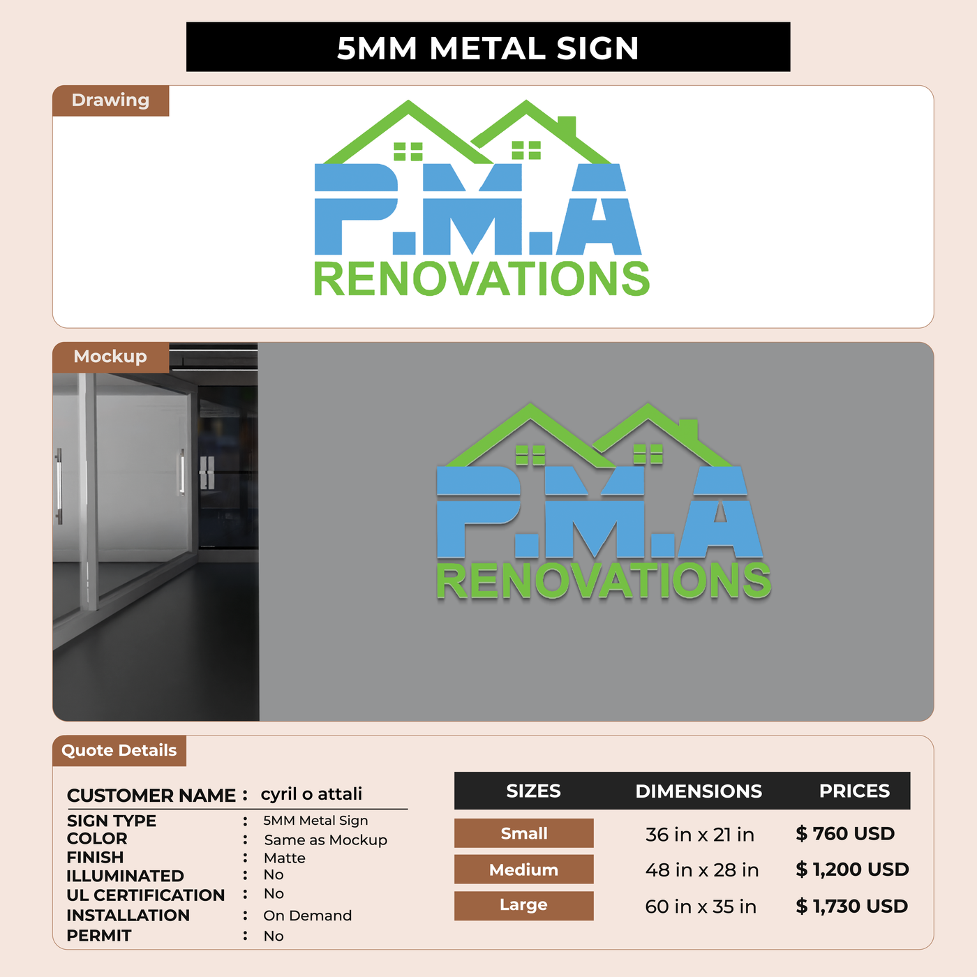 5mm Metal Sign for cyril o attali