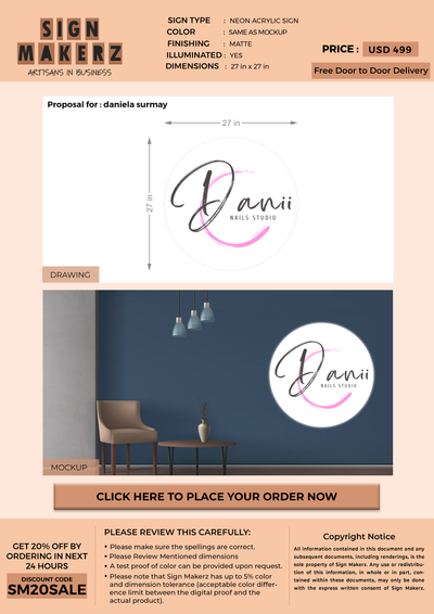 Neon Acrylic Sign for daniela surmay