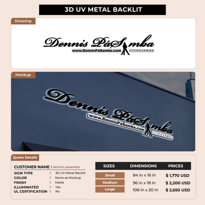 Custom Signs for dennis pasamba