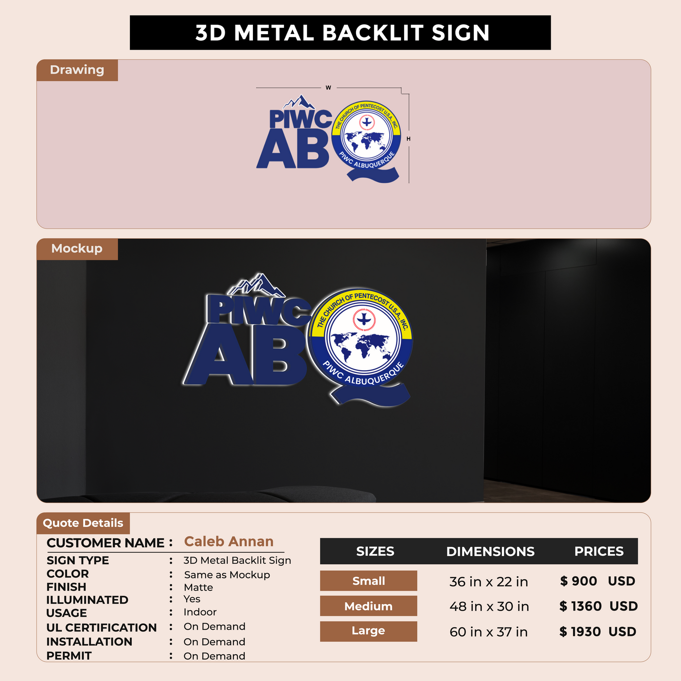 custom signs for Caleb Annan