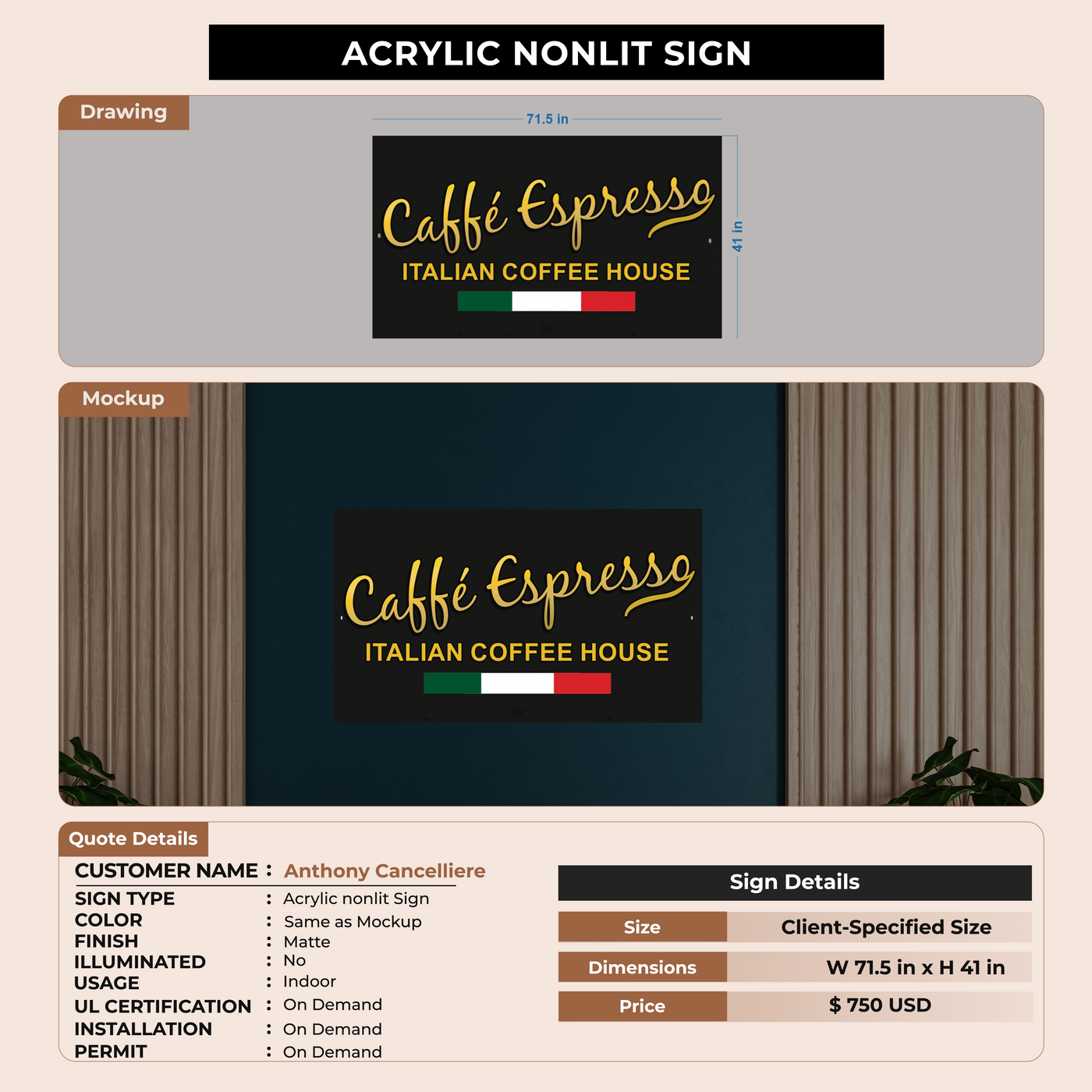 Custom Signs for Anthony Cancelliere