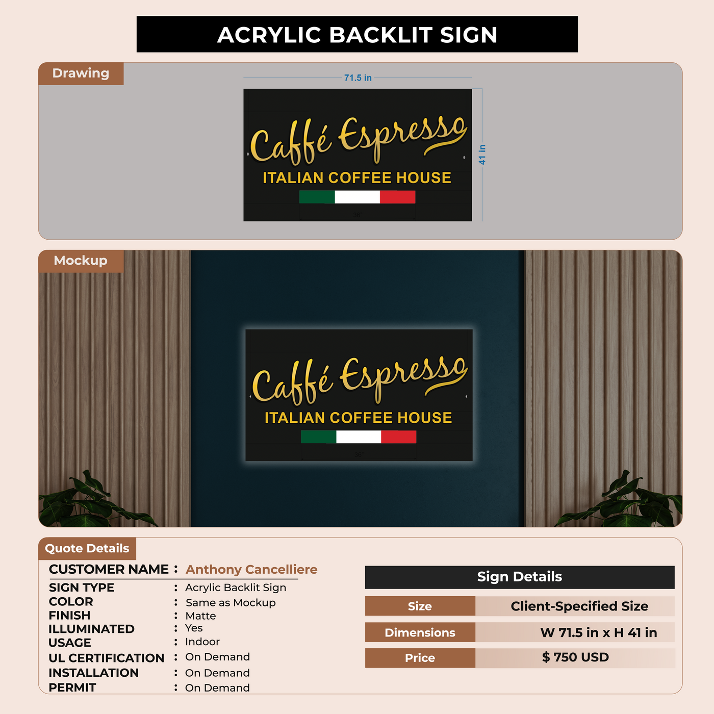 Custom Signs for Anthony Cancelliere