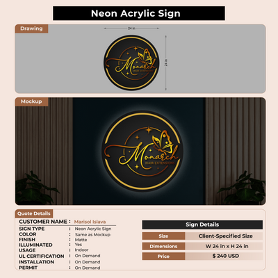 Neon Acrylic Sign For Marisol Islava