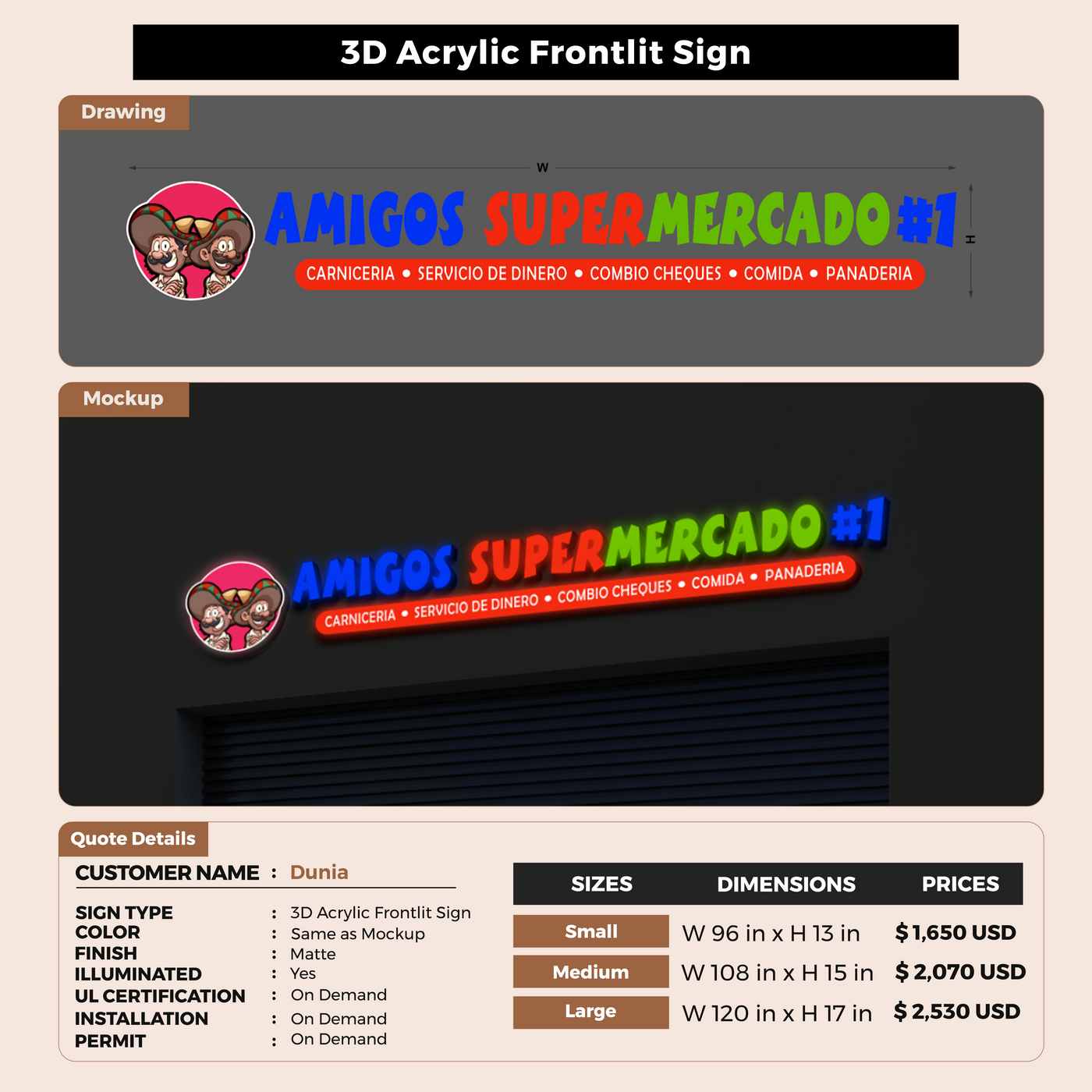 Custom Signs For dunia
