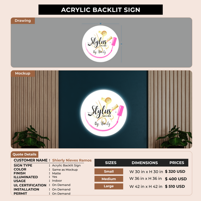 Acrylic backlit Sign For Shierly Nieves Ramos
