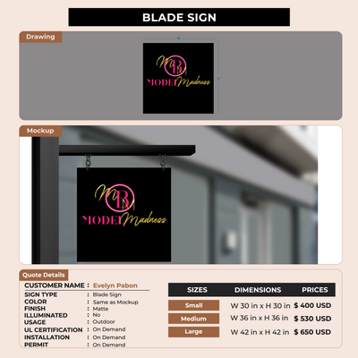 Blade Sign For Evelyn Pabon