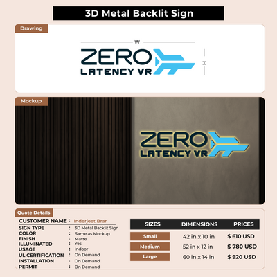 3D Metal Backlit Sign for Inderjeet Brar