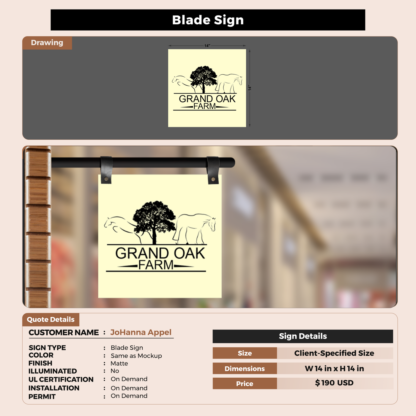 Blade Sign For JoHanna Appel