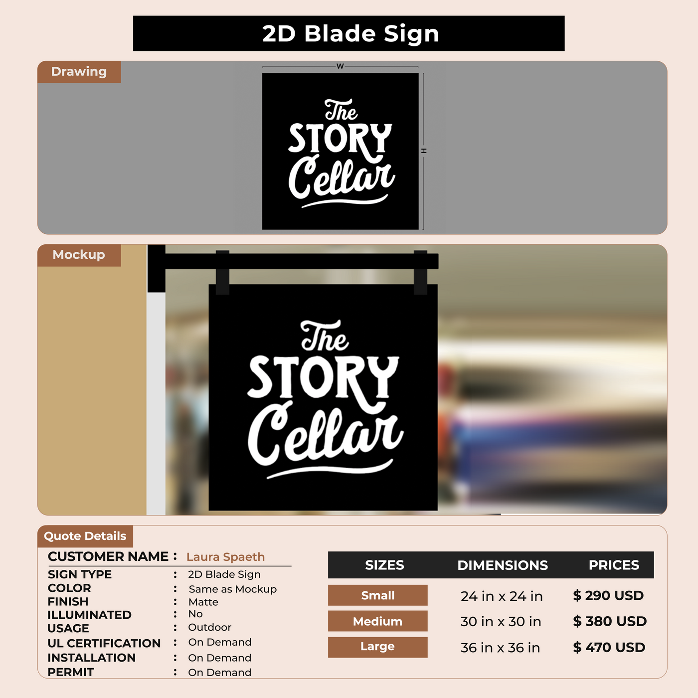 2D Blade Sign for Laura Spaeth