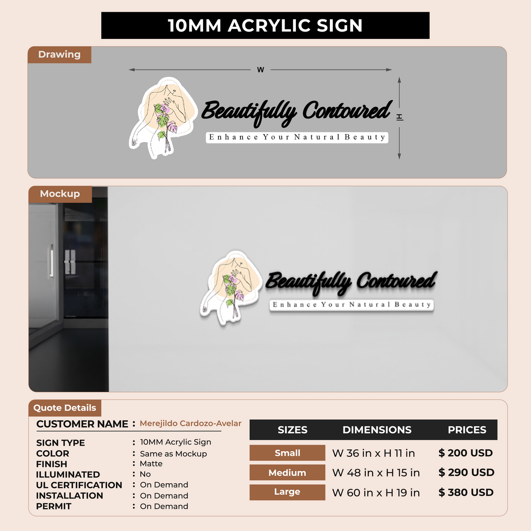 10MM Acrylic Sign For Merejildo Cardozo-Avelar