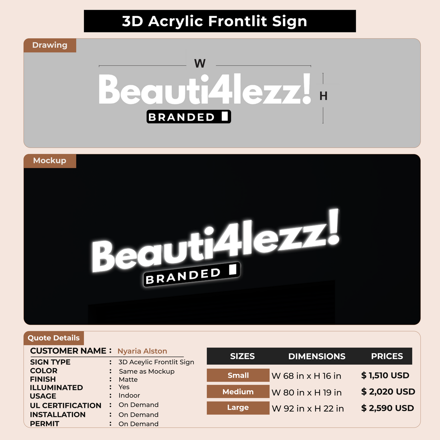 Business Signage for Nyaria Alston