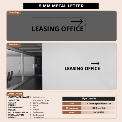 5mm Metal Sign for Bella Porter