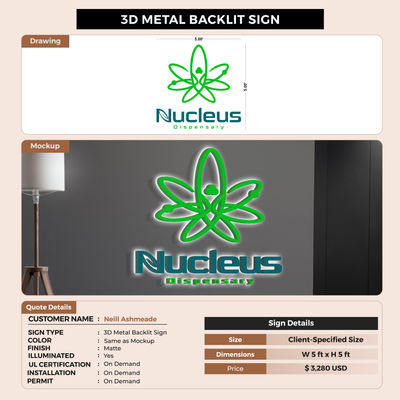 3D Metal Backlit Sign for Neill Ashmeade