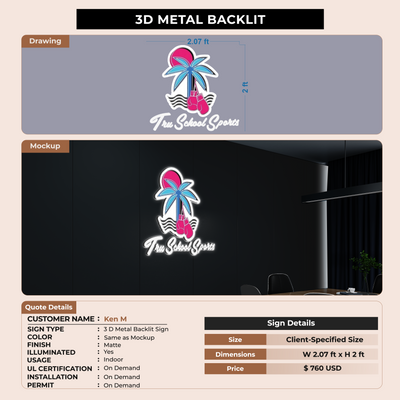 3D Metal Back-lit Sign for Ken M