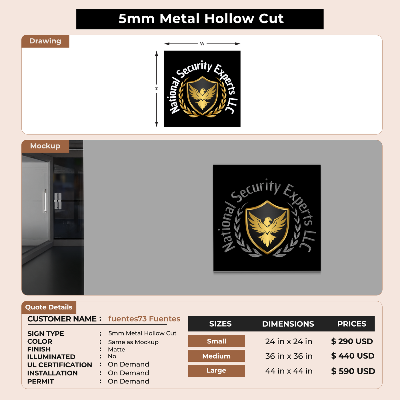 5mm metal hollowcut sign for fuentes73 Fuentes
