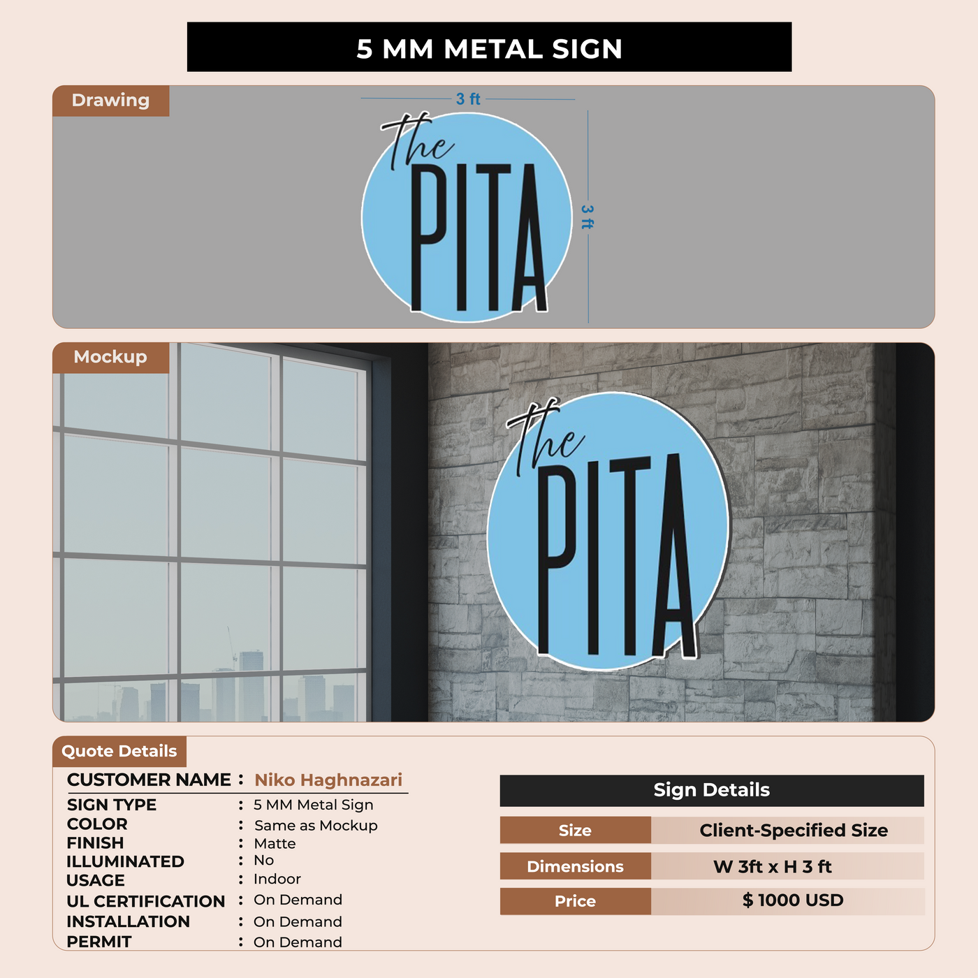 5mm Metal Sign for Niko Haghnazari