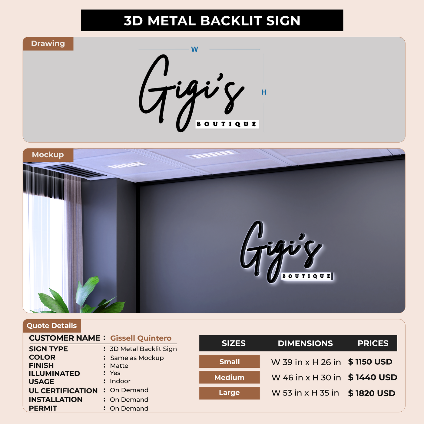 Custom Signs for Gissell Quintero