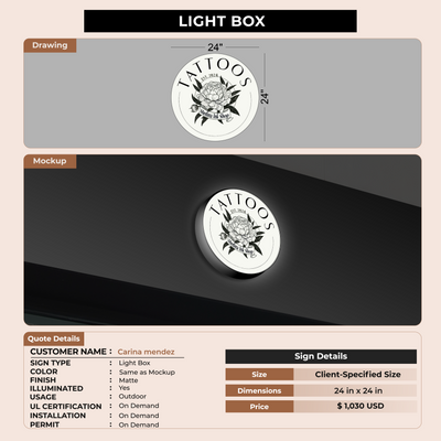 Lightbox Sign For Carina mendez