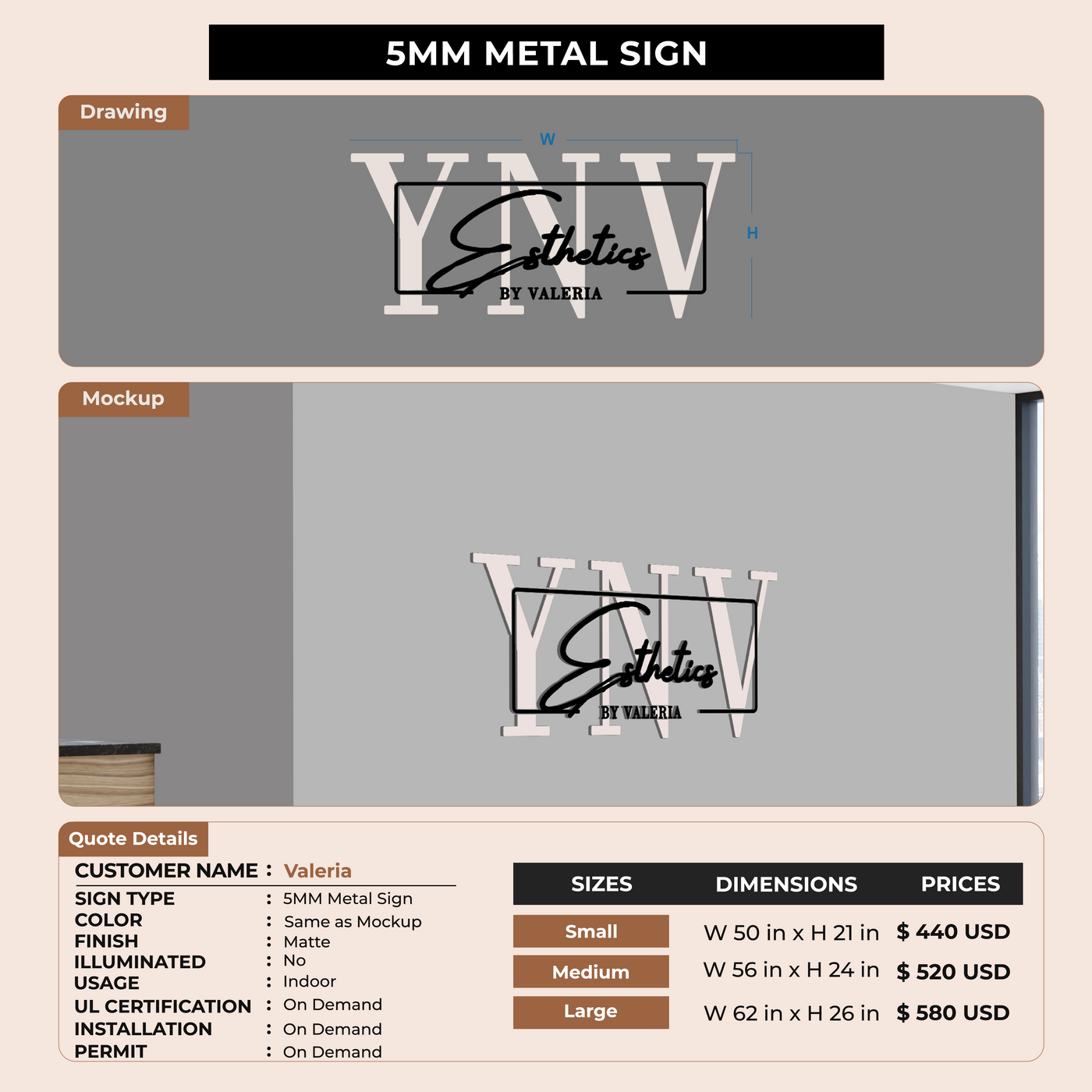 Custom signs for Valeria