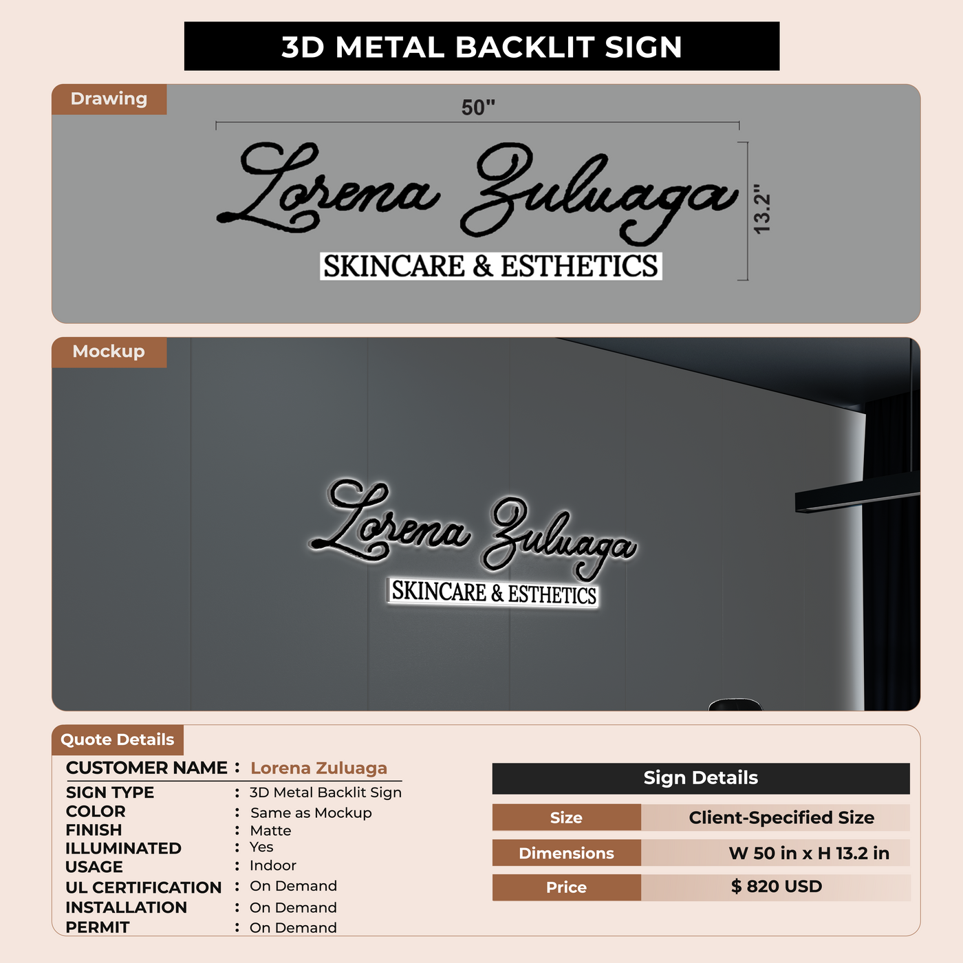 Custom Signs for Lorena Zuluaga