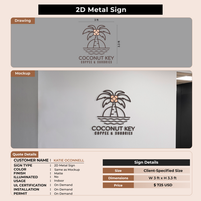 2D Metal Sign for KATIE OCONNELL