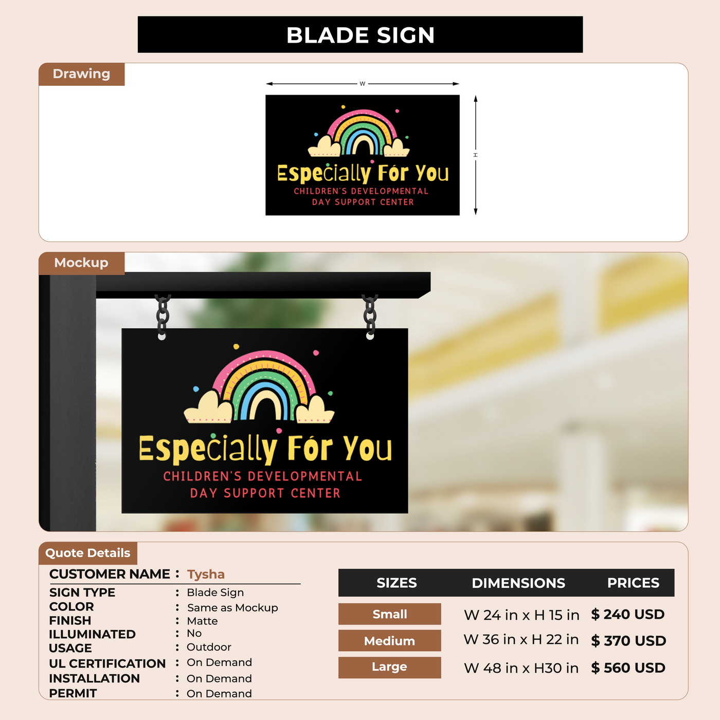 Blade Sign for Tysha