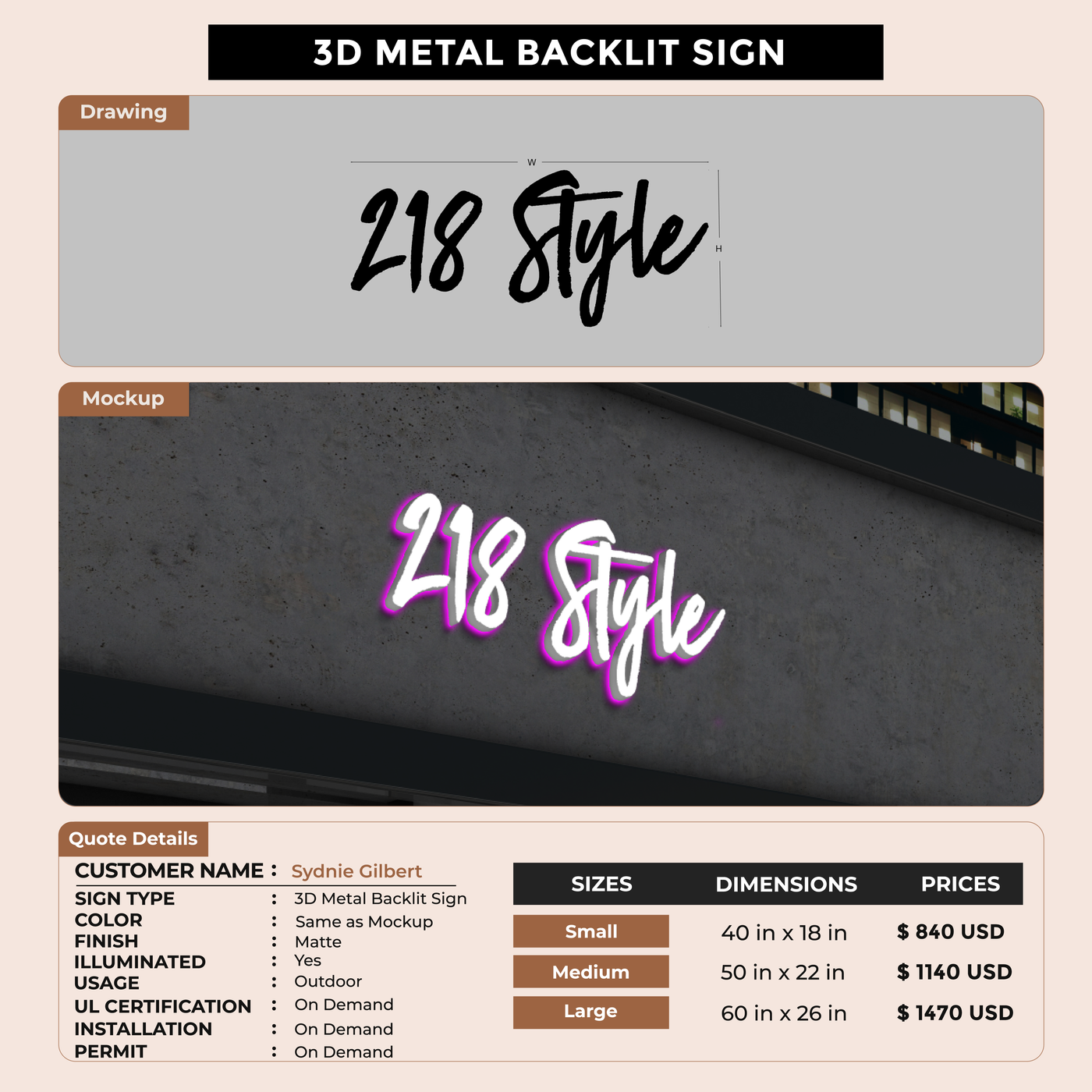 Custom signs for Sydnie Gilbert