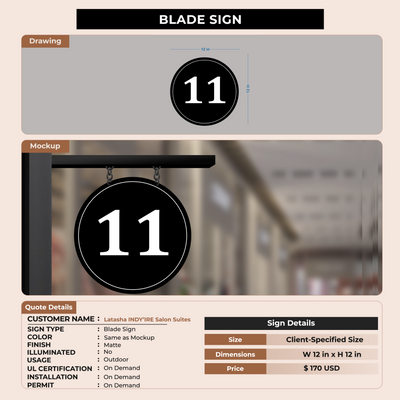 Custom Sign for Latasha INDY’IRE Salon Suites
