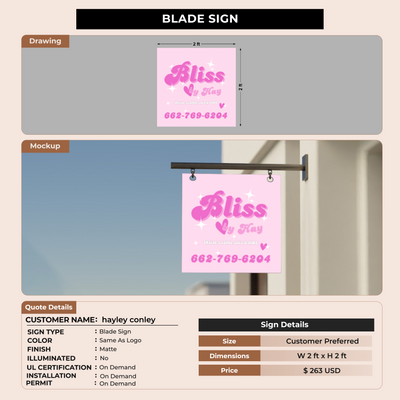 Blade Sign for hayley conley