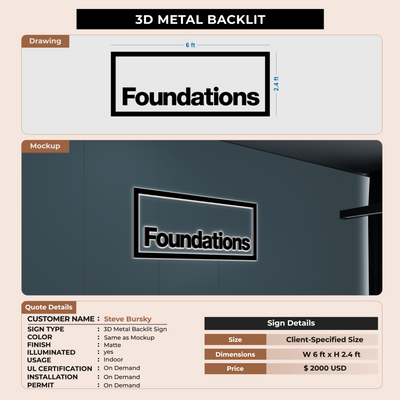 3D Metal Backlit Sign For Steve Bursky