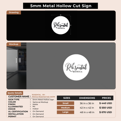 Custom Signs for ROSENTAL.  BY: Mónica Rosental hair stylist