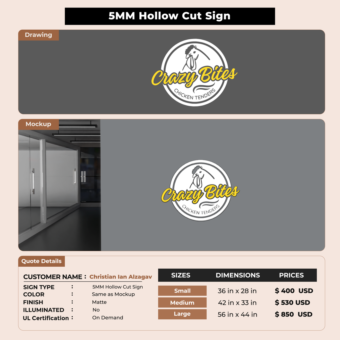 5MM Metal Hollow Cut Sign For Christian Ian Alzaga