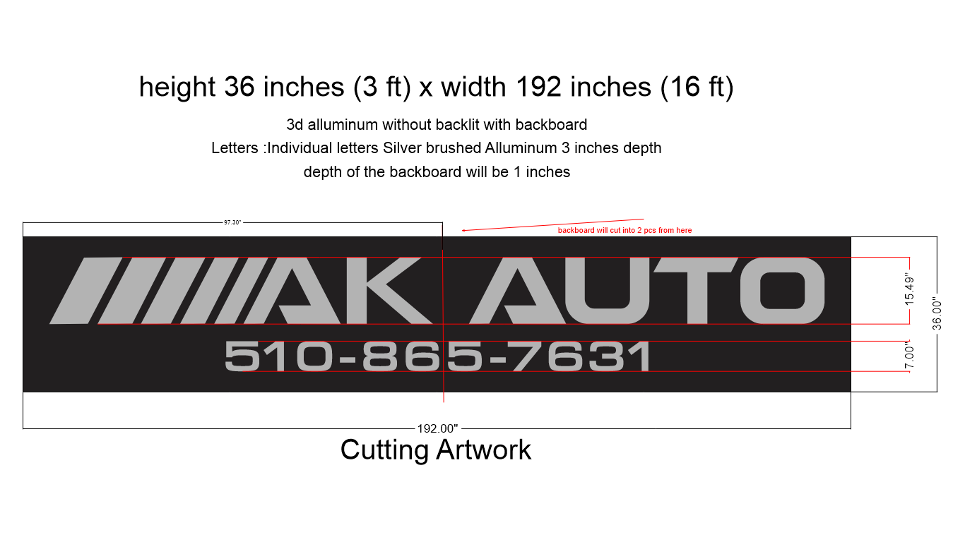 3D Aluminum Sign for Alex Koka