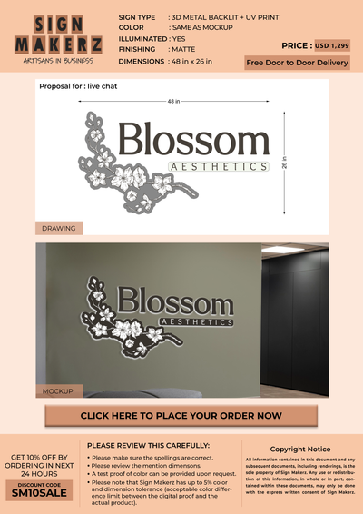 3d metal backlit for Blossom