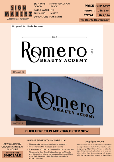 5MM Metal Letters Sign For Karla Romero