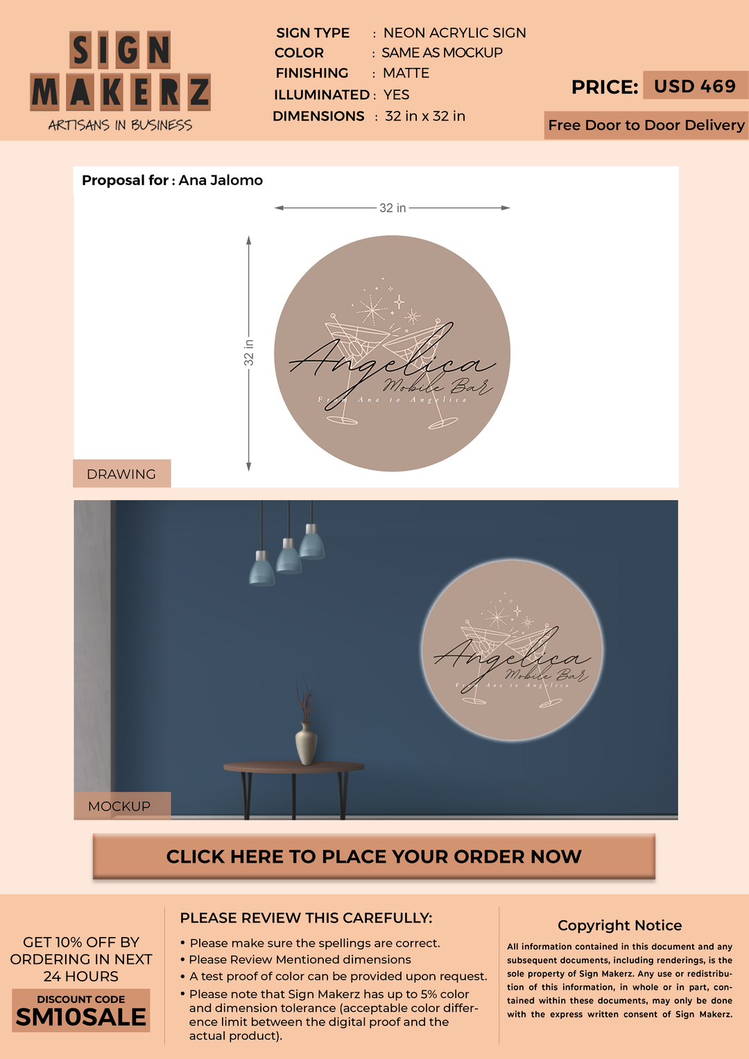 Neon Acrylic Sign for Ana Jalomo