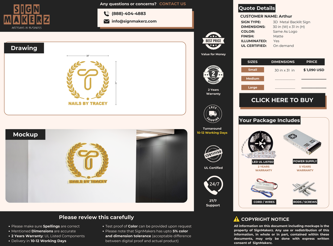 3d metal backlit for arthur