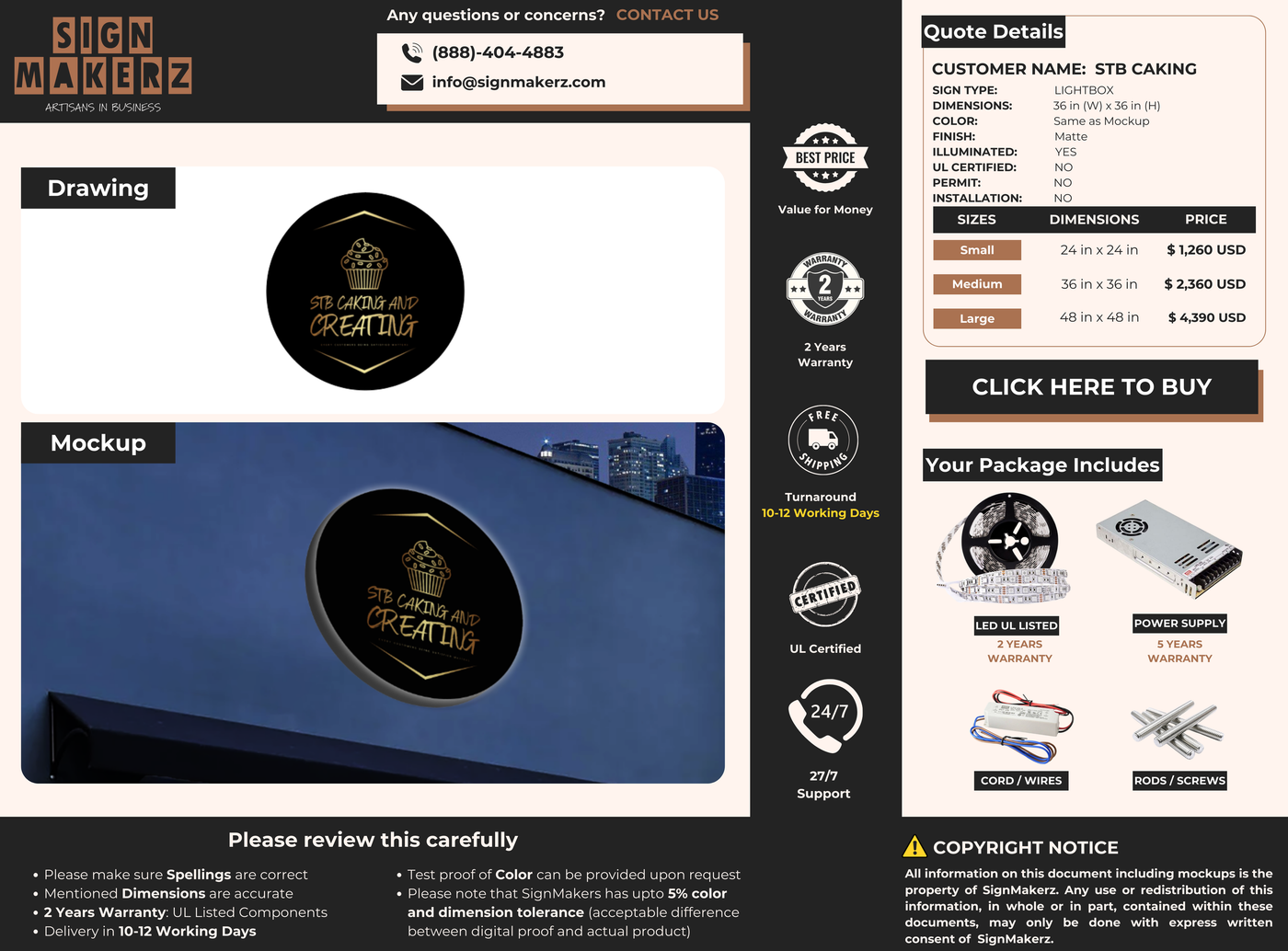 Lightbox for STB CAKING AND CREATING LLC