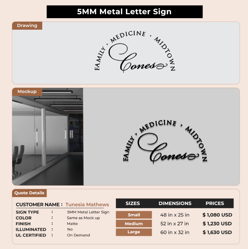 Custom Signs For Tunesia Mathews