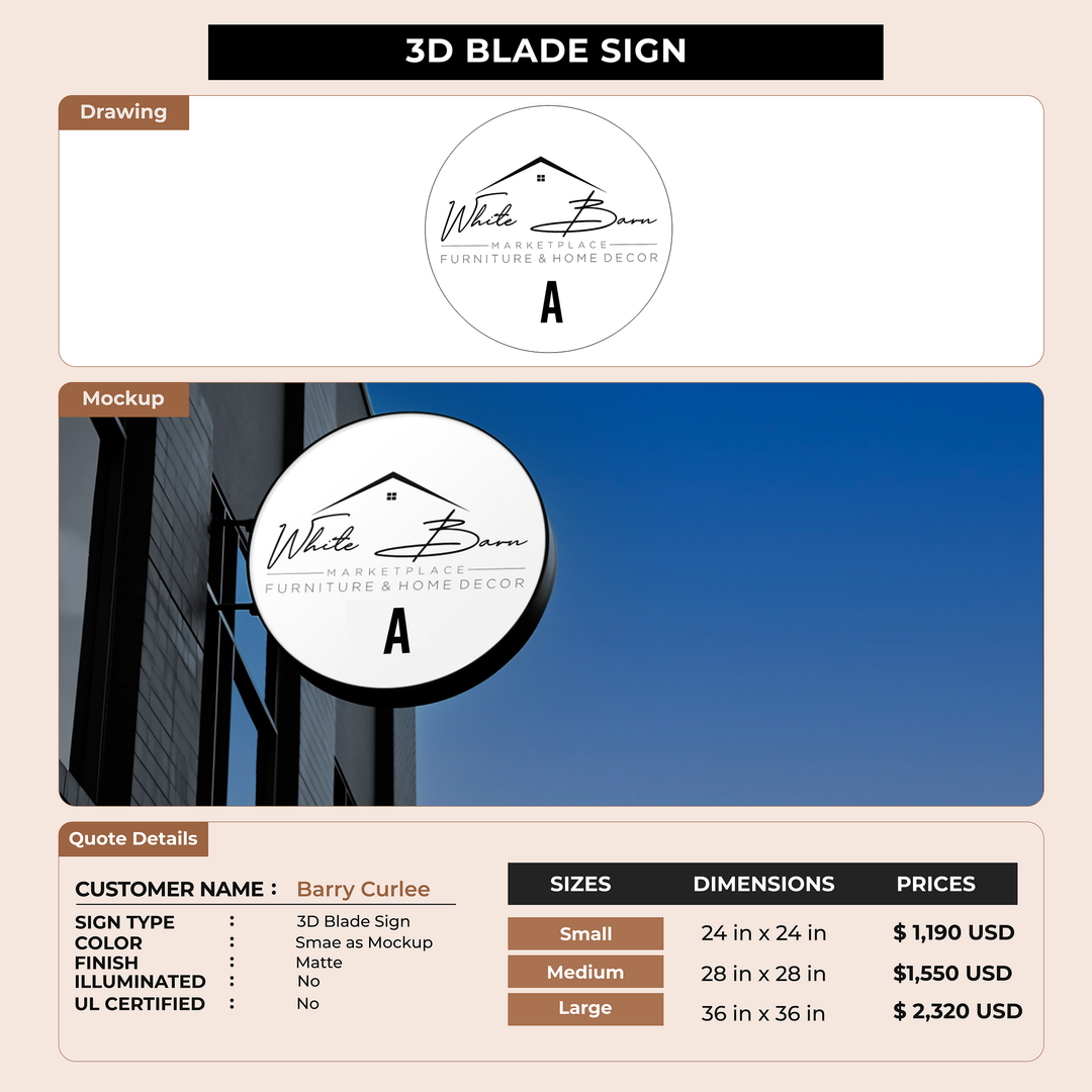 3d blade sign for Barry Curlee