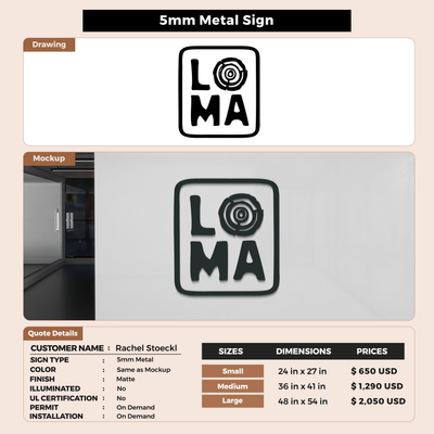 5mm Metal Signs for Rachel Stoeckl